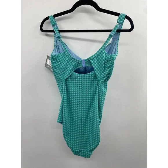 NWT Panache Swim Paloma Balcony Swimsuit Women's 32JJ Green Gingham Summer Beach